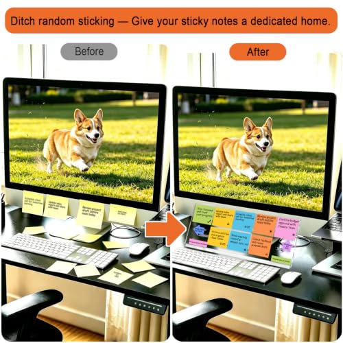 ChanQnTon 15.8" x 6.5" Monitor Memo Board - Portable Desk Organizer & Sticky Note Holder
