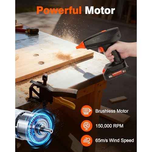 Compressed Air Duster with 20V Battery - 150,000RPM Cordless Electric Duster for PC Cleaning, 4-Gear Portable Air Blower with Magnetic Nozzles, for Keyboard, Computer, Car