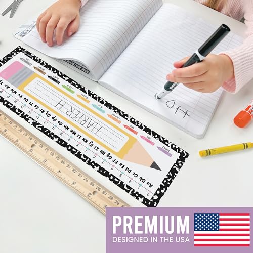 Hadley Designs Classroom Desk Name Tags with Composition Notebook Style - 36 Pack