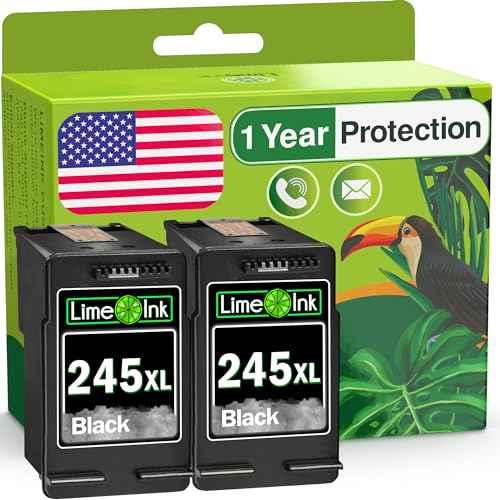 Limeink 2 Remanufactured Ink Cartridges Replacement for Canon 245 XL Black Ink Cartridge for Canon 245xl Black for Printer 245xl Cartridge PG-245xl 2 BK
