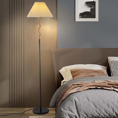 LED Floor Lamp with Fabric Lamp Shade for Bedroom and Living Room, Modern Standing Lamp Tall Pole Lamp for Office,Indoor Task Lighting(Black)