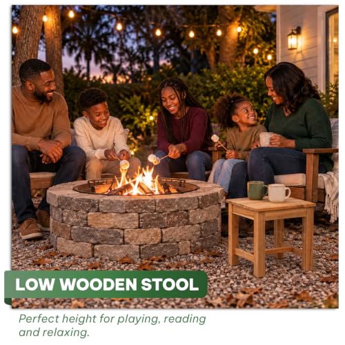 12" White Oak Wooden Step Stool - Victory Relax, Solid Acacia, Small Bathroom Stool