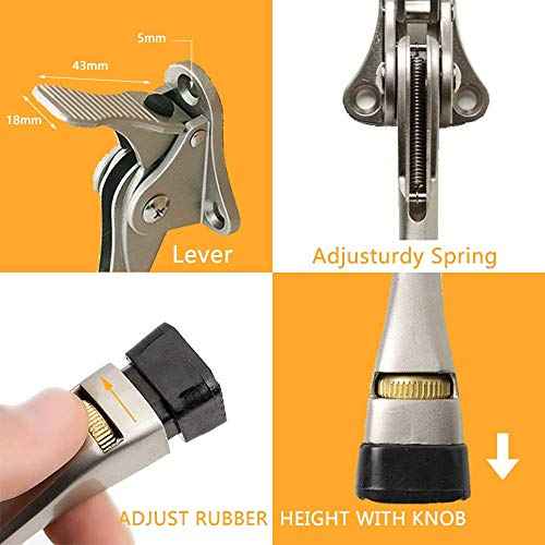 Gotega Door Stopper, 4 Packs Kickdown Door Stop with One Touch Adjustable Height and Rubber Tip 4 Inches, Door Stops¡¦
