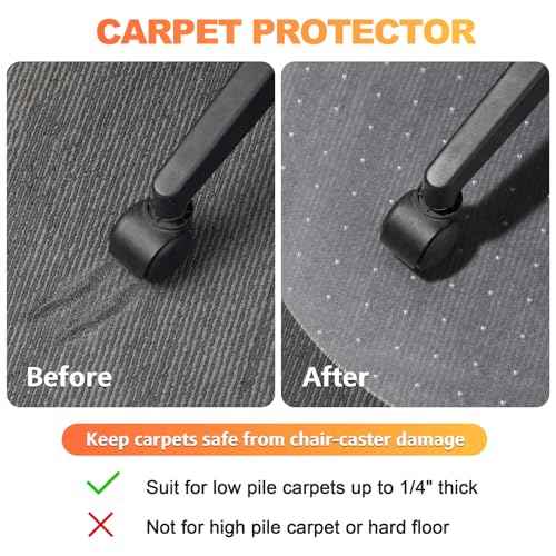 Thickened Chair Mat for Carpet- Low Pile Carpet Protector for Office Computer Desk Chair. Heavy Duty Desk Chair Mat for Carpeted Floors. Clear. (Round, 39x39 in)
