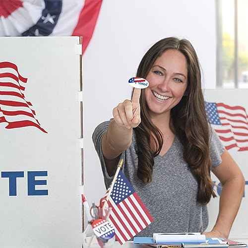 I Voted Stickers Election Day Labels 1¡¿2 Inch Oval with American Flag Pattern - 500 Labels Per Roll (10 Rolls)