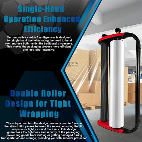 Ergonomic Stretch Film Dispenser - Reduces Operator Fatigue, Shrink