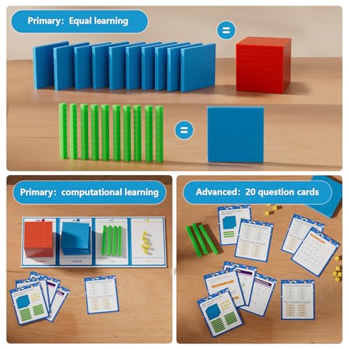 TOMMYHOME Base Ten Blocks with Place Value Chart - Educational Math Manipulatives, Variation 1