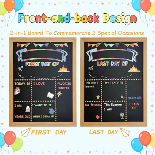 Hexablenzio Double-Sided 11.8x9.8 Inch School Sign with Solid Wood Frame & 6 Markers