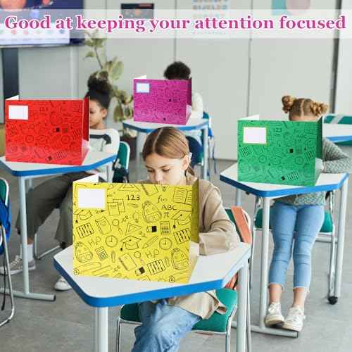 Crtiin 24 Pcs Desk Dividers for Students Privacy Folders Standard School Cardboard Board Desk Dividers for Classroom Teacher Supplies School Testing Student Reduces Distractions(Vibrant Color)