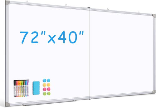 Dollar Boss Large Magnetic Whiteboard - 72 x 40 Inch Portable Double-Sided Dry Erase Board | Aluminum Frame for Office & Classroom