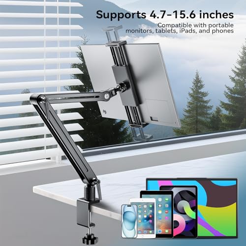 Mount Soporte para Tablet/Portable Monitor/Ereader - Strong Bearing Weight Over 5.5lbs with Built-in Adjusting Wrench with 360¡ÆRotate Base Fits for ipad 4.7-15.6" Tablet Stand Holder