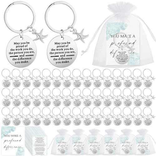 Starfish Story Gifts You Make a Difference Keychains with Cards Appreciation Gifts for Coworkers Employee Office