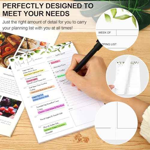 Joyberg 2 PCS Weekly Meal Planner Magnetic for Fridge 8.3x5.5¡±, Undated Weekly Meal Planner and Grocery List Tearable Shopping List, Magnetic Menu Planner for Fridge for Weekly Plan - 50 Pages/Book