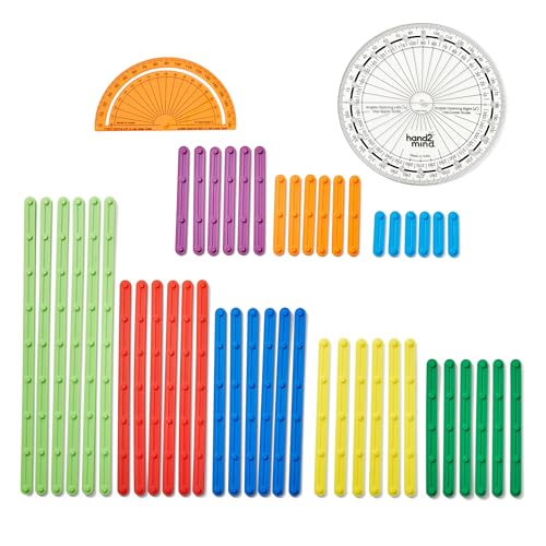 hand2mind AngLegs Small Group Set with 8 Protractors, Geometry Manipulatives, Geometric Shapes for Classroom, Montessori Math Materials, Math Teaching Tools, 4th Grade Math Manipulatives for Kids