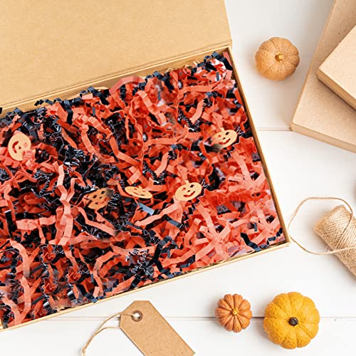 UNIQOOO 16oz Halloween Crinkle Cut Paper, Metallic Black Orange