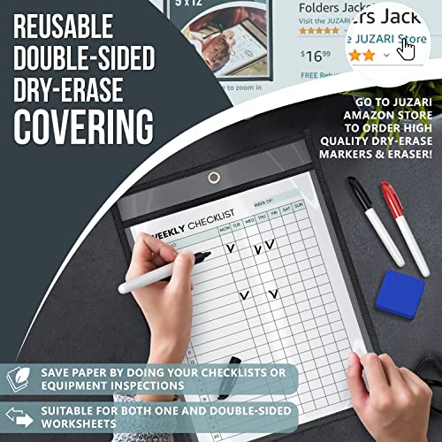 30 Pack Job Ticket Holders 9x12 - Work Order Plastic Sleeves Shop Ticket Holders Dry Erase Pocket Sleeves Dry Erase Pockets Dry Erase Sleeves Clear Pocket Sleeves Ticket Holder Plastic Sleeves