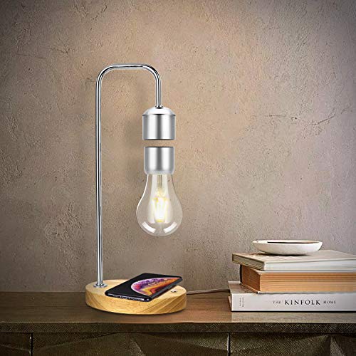 VGAzer Magnetic Levitating Floating LED Light Bulb with Wireless Charger Levitating Lamp (?Silver)