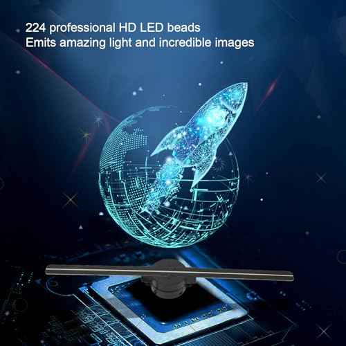 16.5In 3D Hologram Fan WiFi Projector with 224 LED Beads, 2000x224 Resolution, Borderless Images, Custom Editing Multiple Controls for Store Advertising, Parties, Halloween (s)