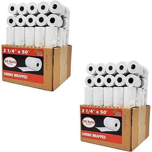 (100 Rolls) 2 1/4 x 50 Thermal Paper Receipt Rolls 2.25 x 50 ft POS Cash Register fits all Credit Card Terminals Verifone VX520 Ingenico ICT220 ICT220 ICT250 FD400 BPA Free from BuyRegisterRolls