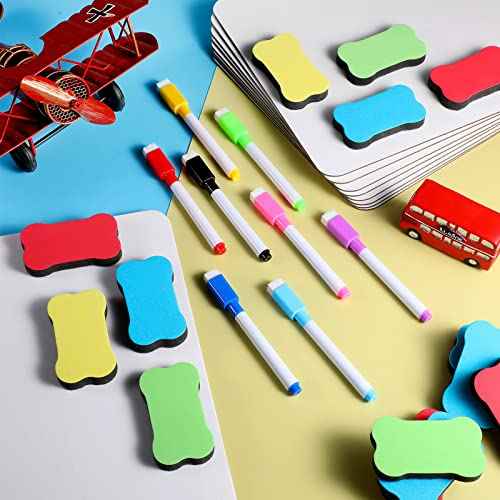 Henoyso 48 Set Double Sided Dry Erase Boards, Back to School Supplies for Classroom Office,8.3 x 11.2 Inch Small Whiteboard with Erasers and Markers, White Lapboards Bulk for Students Teachers