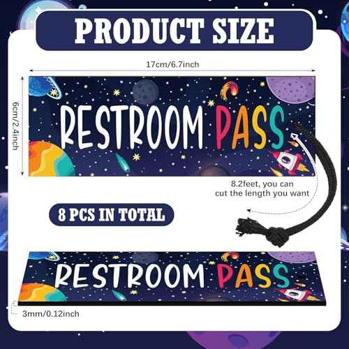 8 Pcs Outer Space Magnetic Hall Pass for Kids Classroom Pass Reusable Girl Office Boy Restroom Library Pass Travel World Spaceship Planet Waterproof Pass for Nursery Kindergarten Decor