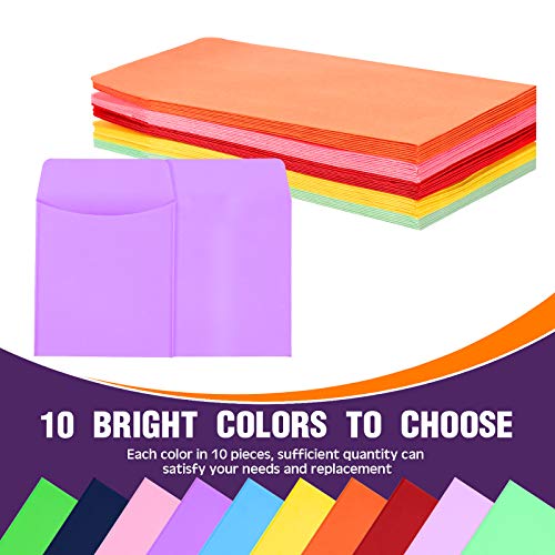 Multi-Color Library Card Pockets with Adhesive Dots - 100 Pack