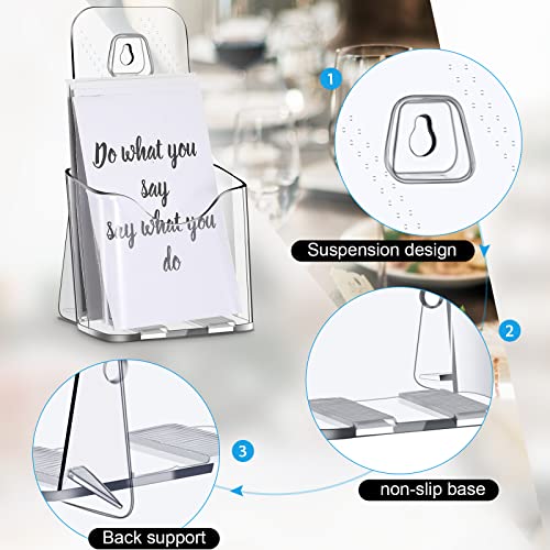 15 Pieces Acrylic Brochure Holder Stand Clear Plastic Flyer Organizer A6 Size Brochure Container 4 Inch Wide Wall Mount or Standing Pamphlet Counter Display for Home Office Classroom Supplies