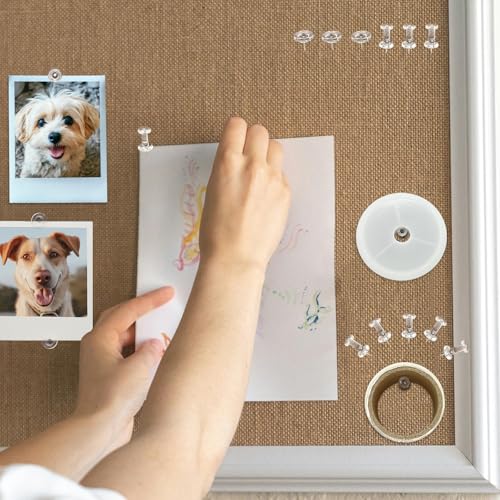 100-Pack Clear Push Pins & Flat-Head Tacks with Storage Box for Cork Boards – Office & Classroom