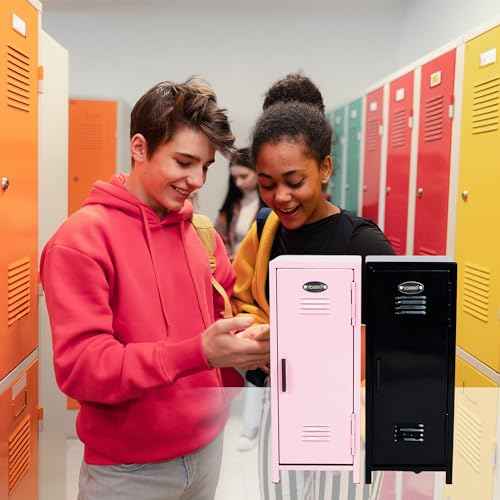 YOBRO Mini Iron Lockers, Girl Talk Locker with Lock,Small Safe Box for Money, Miniature Storage Locker for Desk Bedroom Home Office School, Little Gift for Girls, Metal, Pink