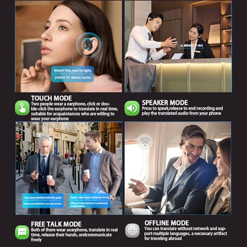 Ai Translation Earbuds Real Time,144 Language Translator Earbuds with APP,Audifonos Traductores Ingl?s Espa?ol,OWS Translating Earbuds Headphones Device for Travel Business Learning