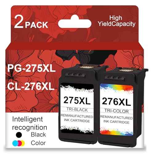 PG-275XL CL-276XL Ink Cartridges Replacement for Canon Ink 275 276 PG275XL CL276XL Compatible for PIXMA TS3500 TS3522 TS3520 TS3720 3722 TR4700 TR4720 TR4722 Printers (1 Black, 1 Tri-Color)