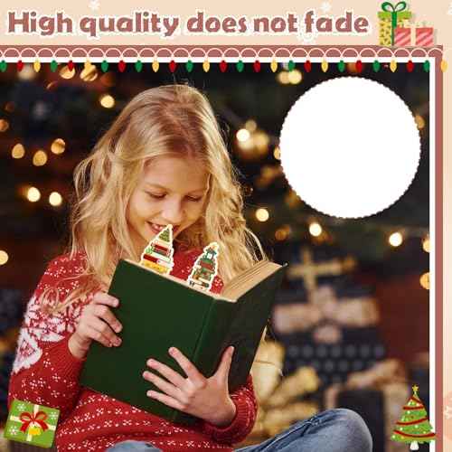 150 Pcs Book Tracker Bookmarks Bulk 6.3 x 1.97 Inch Bookshelf Design Bookmarks Paper Tracking Bookmark Double Sided Reading Page Markers for Reading Lovers Students School(Christmas)