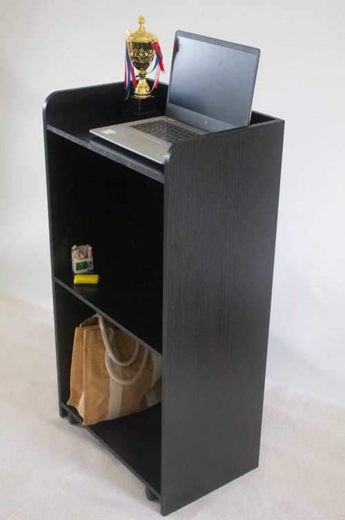 EastSideHX Lecterns & Podiums, Podium Stand with Wheels and Storage Layer, Portable Podium Reception Desk, Suitable for Church pulpits, Mobile lecterns for Meetings, and classrooms Black
