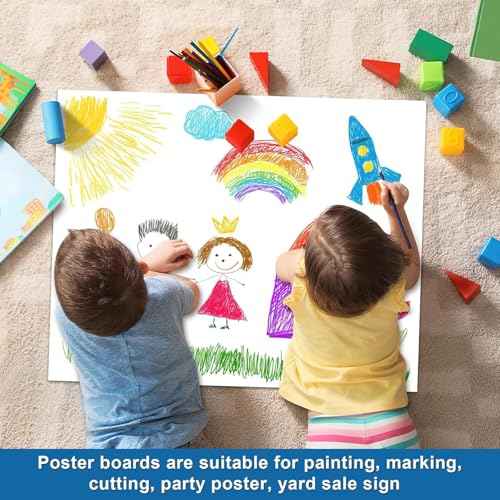 35 Pcs 22" x 28" Poster Board Paper White Bulk, ROOKEA 250 GSM Vision Poster Boards for School Arts Craft Projects Presentations Drawing Scrapbooking Blank Graphic Display
