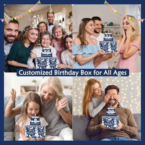 Birthday Money Box for Cash Gift Pull, DIY Money Gift Boxes for Cash with Pull Out Happy Birthday Day Card and 50Pcs Transparent Bags - A Fun and Loving Way to Offer Cash as A Gift