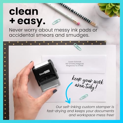 ExcelMark Small Custom Self-Inking Address Stamp with Clear Impressions