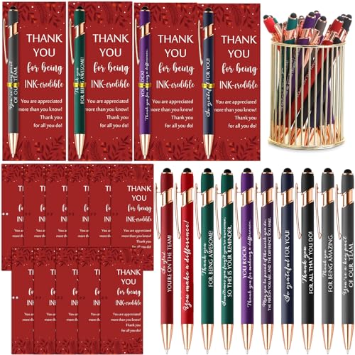 60 Set Employee Appreciation Gift Inspirational Ballpoint Pen with Stylus Tips Card Appreciation Gift for Vet Tech Coworker Teacher Nurse Medical Assistant Staff Sterile Processing Week