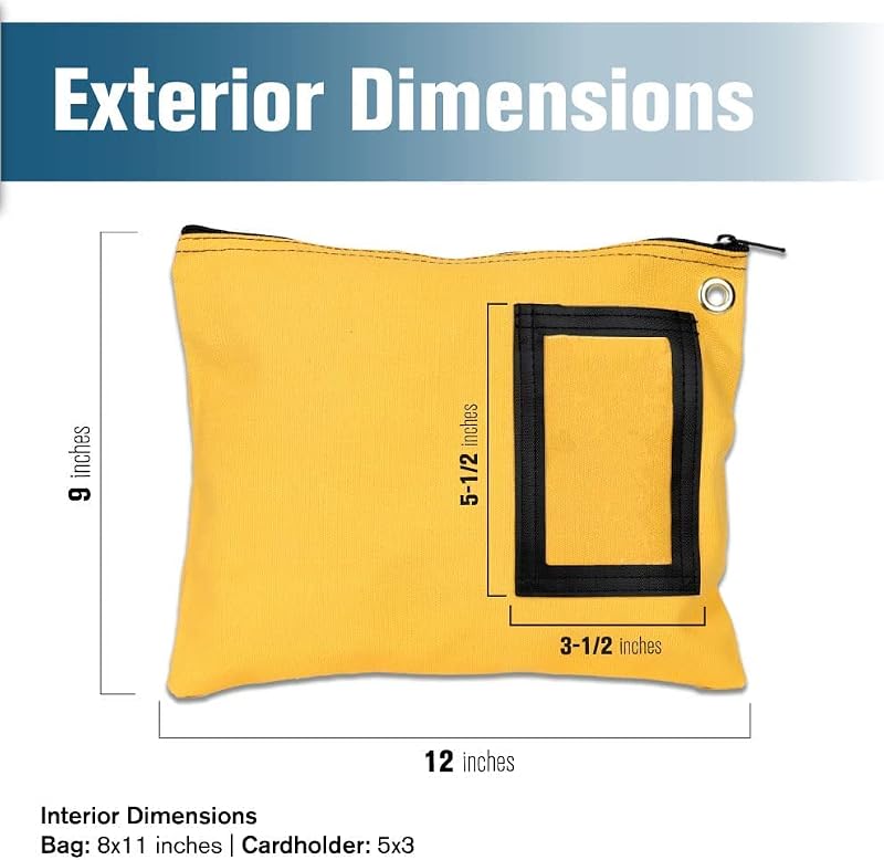 12” x 9” Yellow Canvas Interoffice Mailer Bag with Grommet Locking Closure