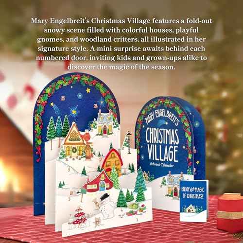 Freshcut Paper 2025 Advent Calendar, Mary Engelbreit's Christmas Village, Pop Up 3D Greeting Cards, Paper Advent Calendar for Adults, Christmas Gifts, Holiday Cards with Blank Notecard & Envelope