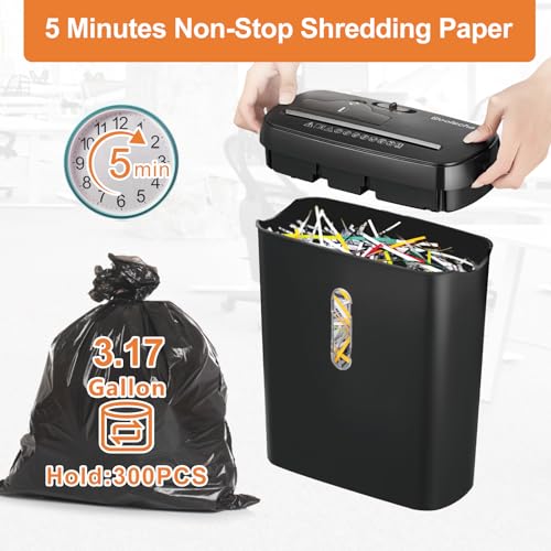 Woolsche 10-Sheet Strip Cut Paper Shredder with 3.17-Gallon Basket, P-2 Security Level, CD & Credit Card Shredder, Quiet & Jam-Proof