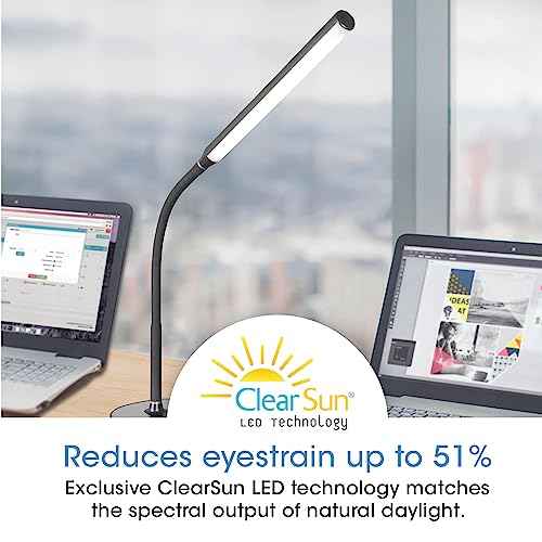 OttLite Strive LED Desk Lamp with USB Charging - ClearSun LED Technology - Adjustable & Flexible Neck, 3 Brightness Settings with Touch Activated Controls - Desk Lamp for Work, Study & Reading