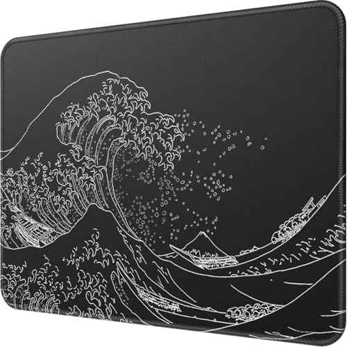 MROCO Mouse Pad [30% Larger] with Anti-fray Stitching, Premium-Textured & Waterproof Computer Mousepad with Non-Slip Rubber Base, Gaming Mouse Mat for Laptop, Office & Home, Kanagawa Wave