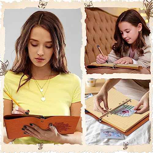 Yeaqee 10 Pack PU Leather Journal Notebook Refillable Travel Vintage Journal 6 Ring Binder Diary with Lined Pages Diary Daily Writing Notepad Gift for Women Girls Boys Classroom Reward, A6 7" x 5"