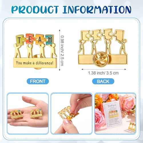 Team Gifts Bulk Employee Appreciation Gifts Puzzle Piece Lapel Pin Inspirational Lapel Pins Thank You Gift Cards for Coworker Staff