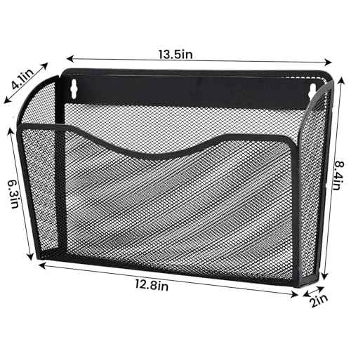 6 Pack Wall File Organizer, Mesh Hanging Metal Vertical Wall Mounted File Holder for Office/Home