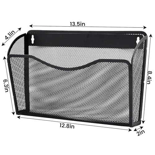 Gawerk 3 Pack Black Wall File Organizer Mesh Wall Pocket Office & Home