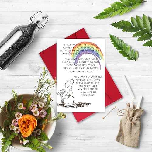 Sympathy Card for Loss of Pet Dog, Pet Loss Cards,Rainbow Bridge Condolence Card, Bereavement Card for Dog Owner, Doggy Bereavement Cards for Family Friends Husband Wife
