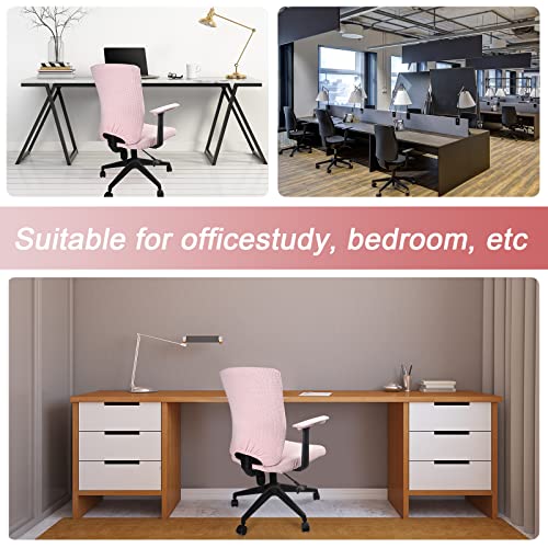 XL Pale Pink Stretch Office Chair Cover Set with Armrest Pads - 4 Pieces