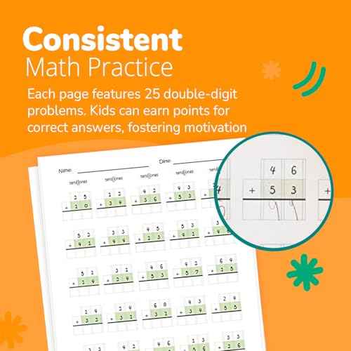 Channie's One Page A Day Double Digit Math Problem Workbook for 1st Graders, 2nd Graders, and 3rd Grade Simply Tear Off On Page a Day For Math Repetition Exercise! Addition and Subtraction Workbook