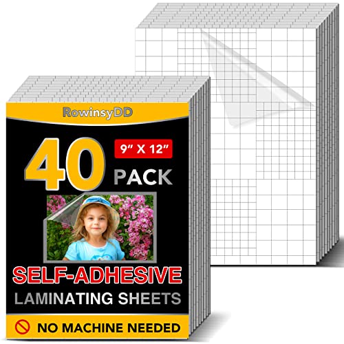RowinsyDD 40 Pack Self Adhesive Laminating Sheets 9x12 Inches - Easy Home Protection